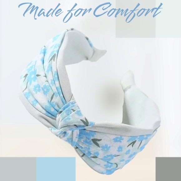 Just-Jen's Fashion Light Blue Floral Knotted Style Headband. NWT - Picture 3 of 11